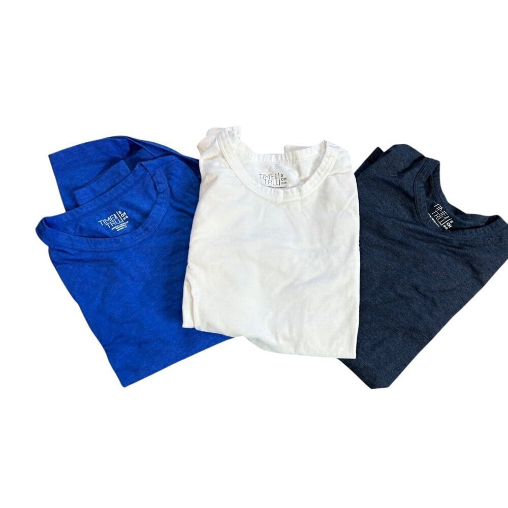 Time and Tru Women's Long Sleeve T shirt Lot of 3 Navy White Blue Size Small - Picture 2 of 7
